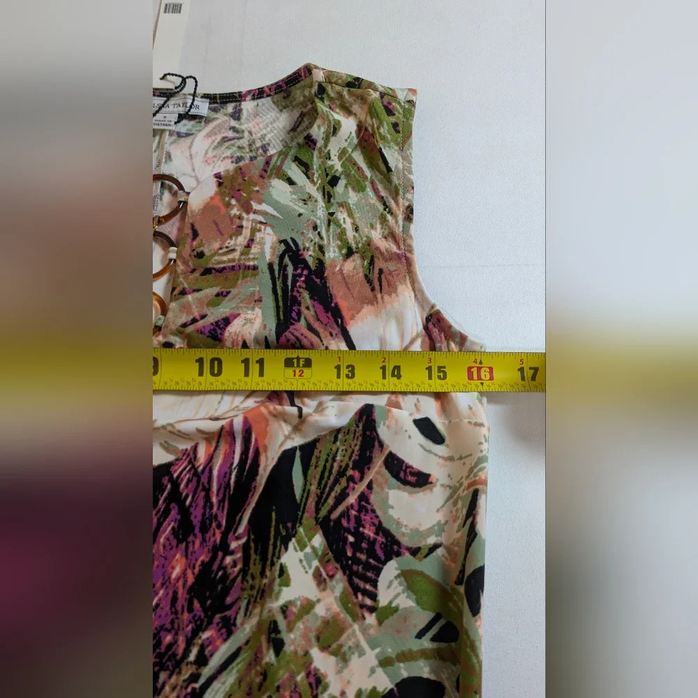 Chelsea Taylor Sleeveless Maxi Dress size S Keyhole Neck Soft Stretchy Tropical - Picture 10 of 10